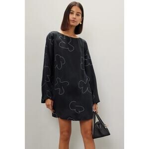 Madewell Shift Mini Dress in Black Abstract Floral Short, Size L